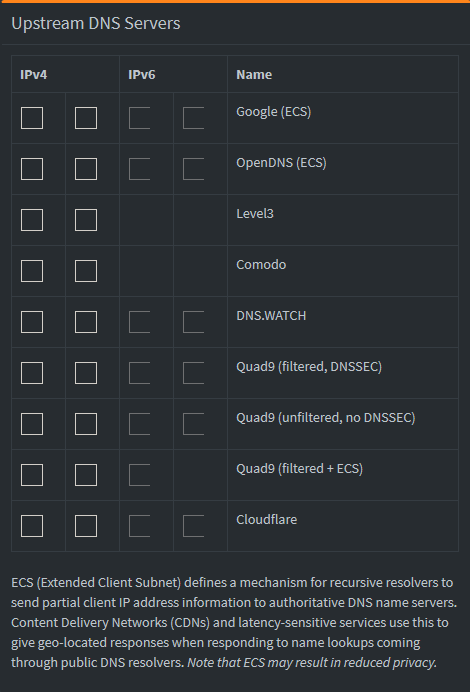 Upstream DNS Servers 